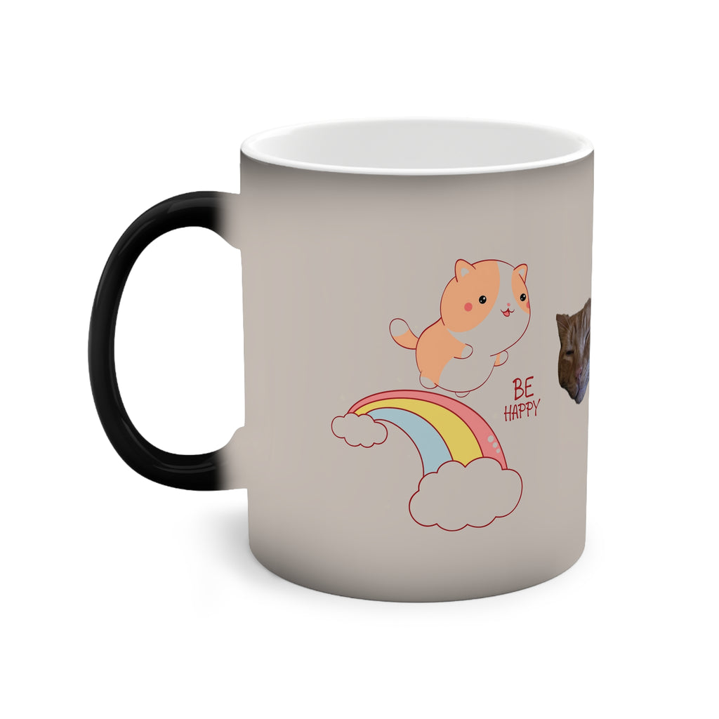 Personalized "Be Happy" Color-Changing Cat Mug